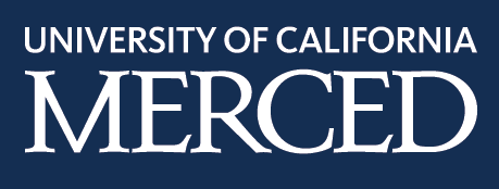 ID: UC Merced logo on navy blue background